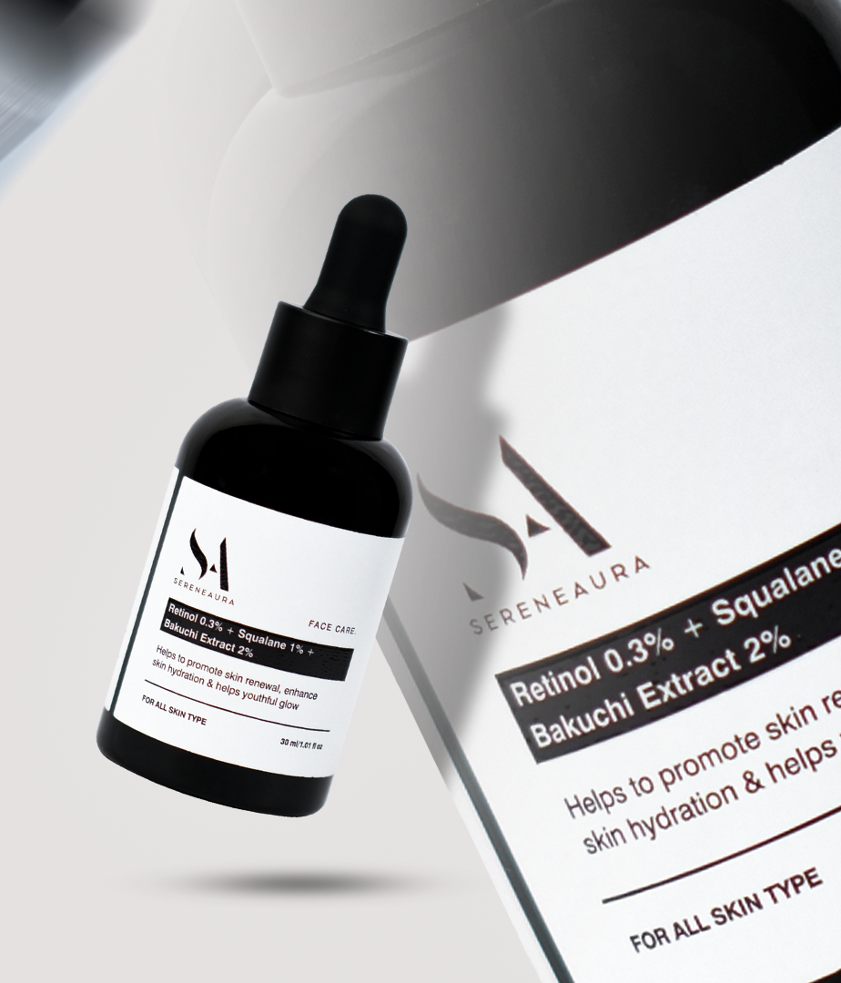 Sereneaura Retinol 0.3 % Serum with 2 % Bakuchi & Squalane 1 %